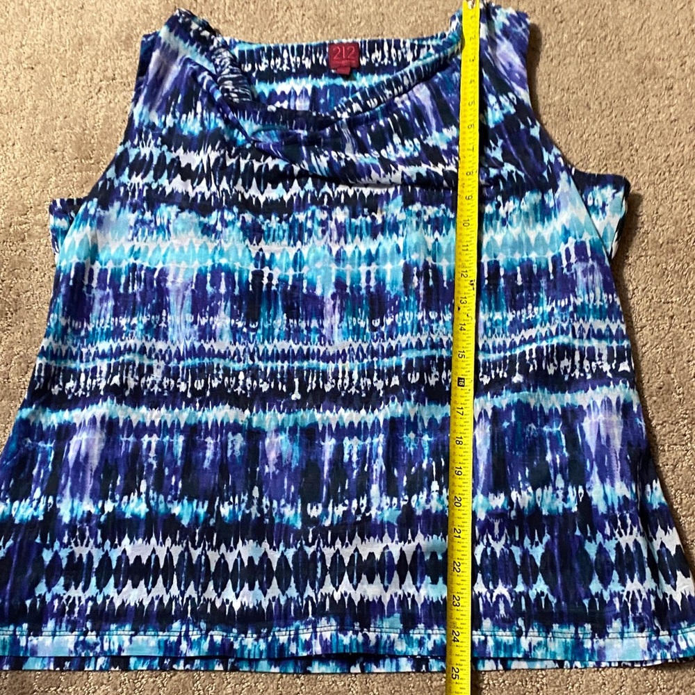 212 Collection Blue Multi-Patterned Cowl Neck Tank Spring - Picture 6 of 8
